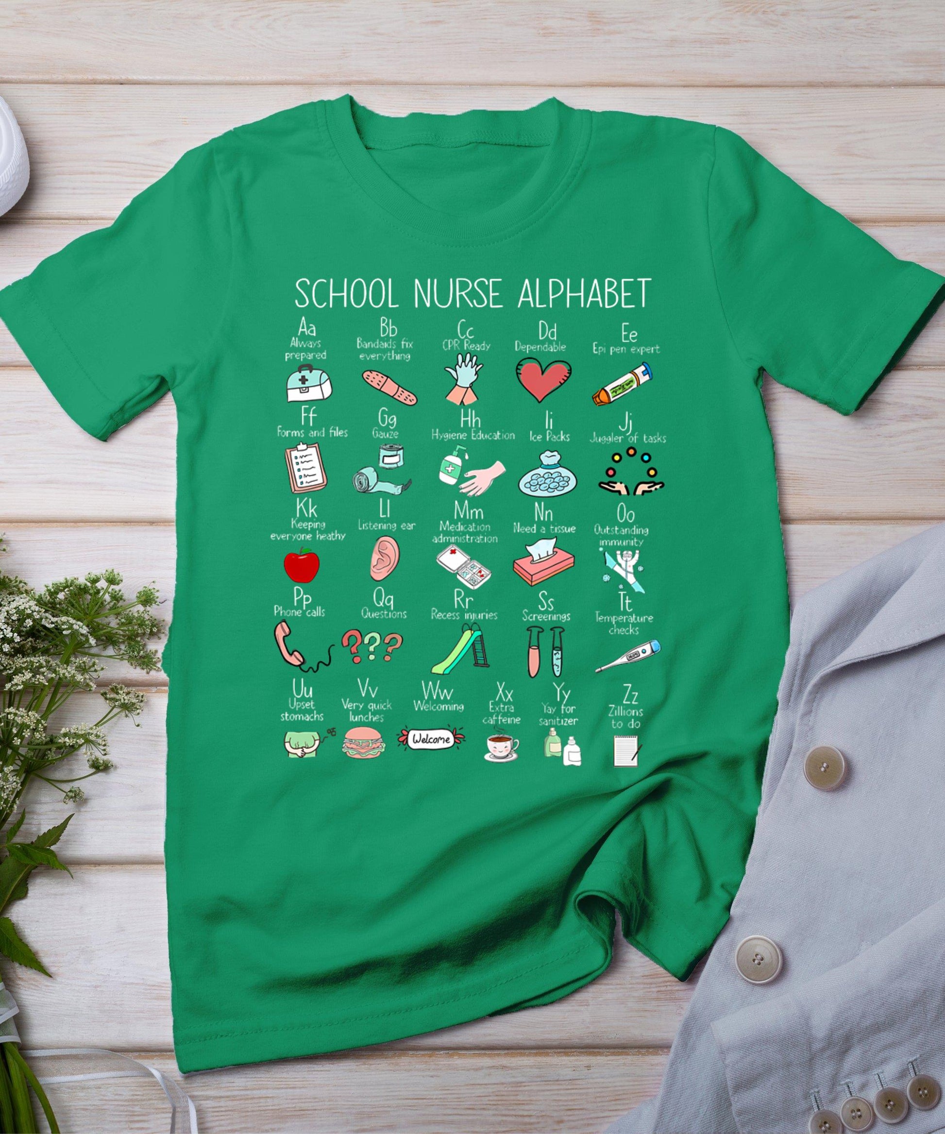 Abc School Nurse Alphabet Nurse Appreciation Nurse Educator T-Shirt