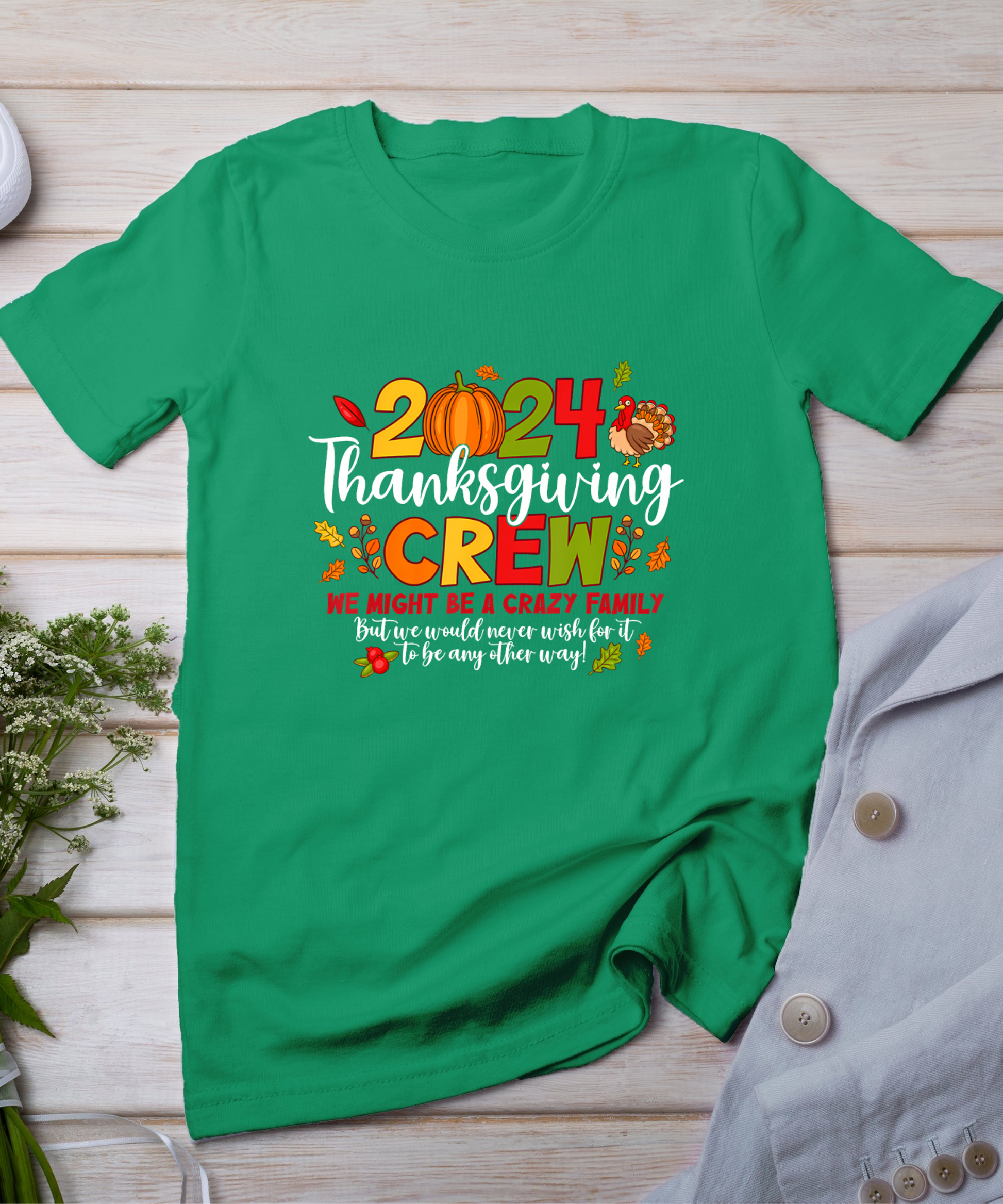 Thanksgiving Crew 2024 Family Matching Fall Autumn Men Women T-Shirt