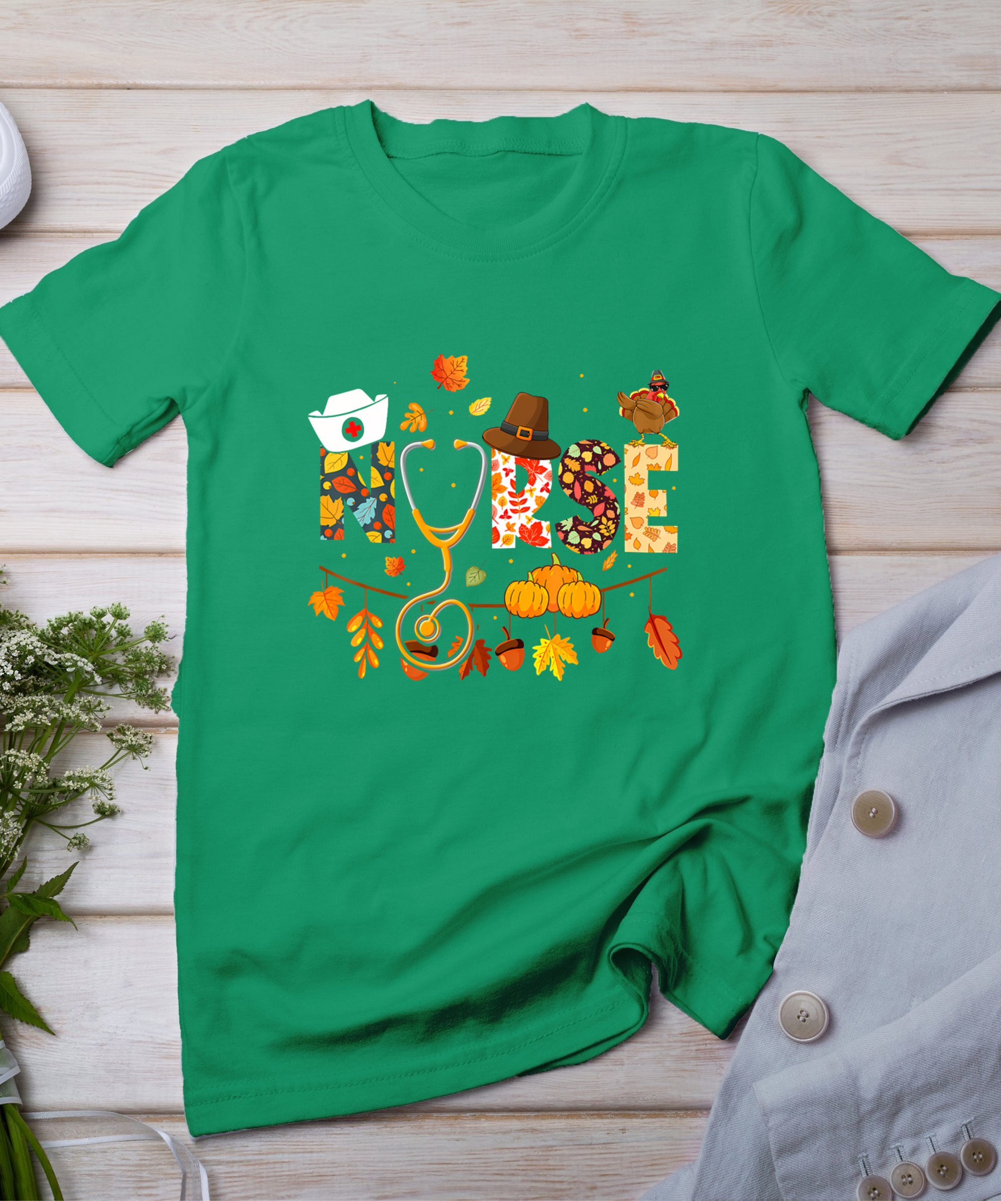 Nurse Thanksgiving Shirt Health Worker Nursing Fall Turkey T-Shirt