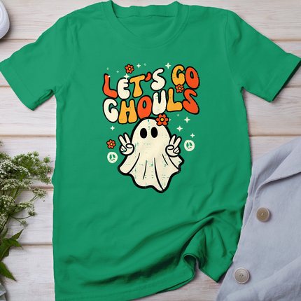Halloween Lets Go Ghouls Ghost Retro Costume Women Girl Kids T-Shirt