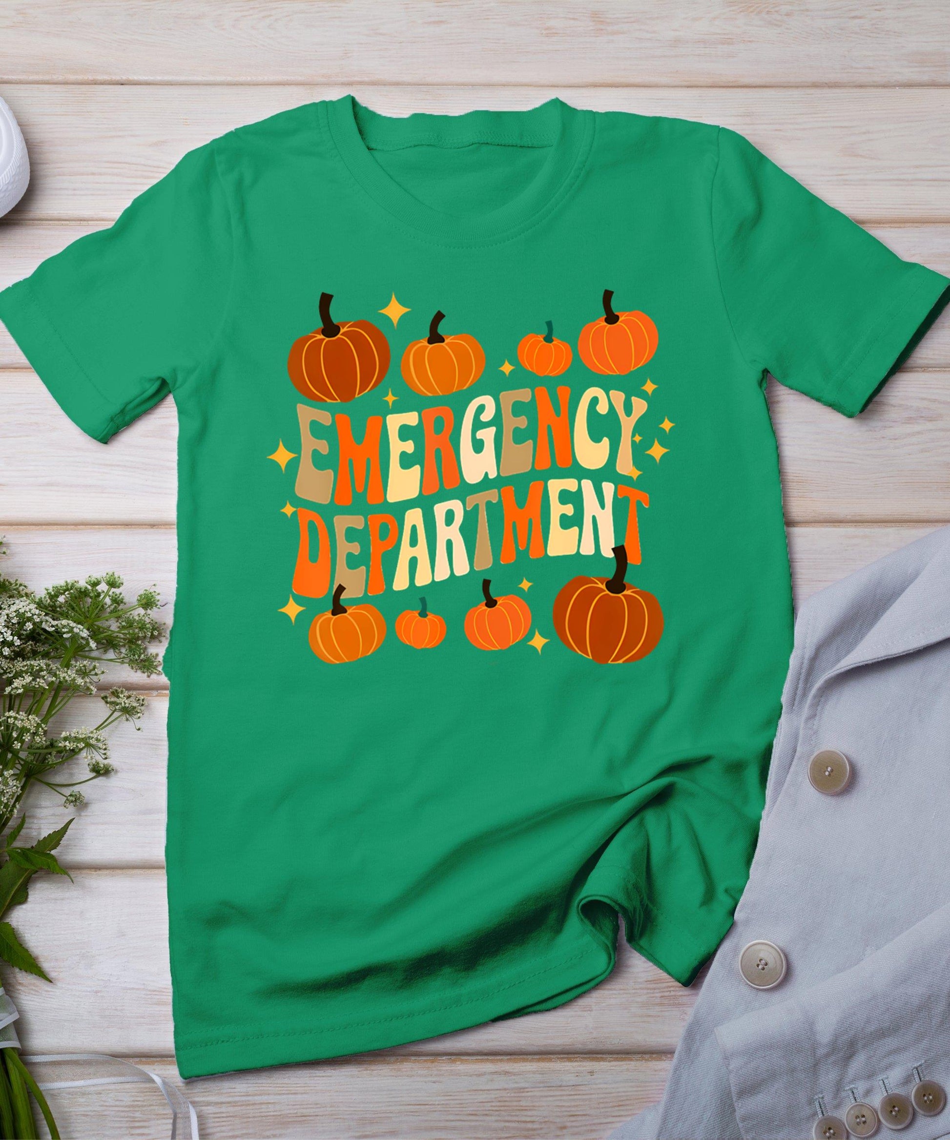 Funny Er Nurse Thanksgiving Emergency Dept Groovy T-Shirt