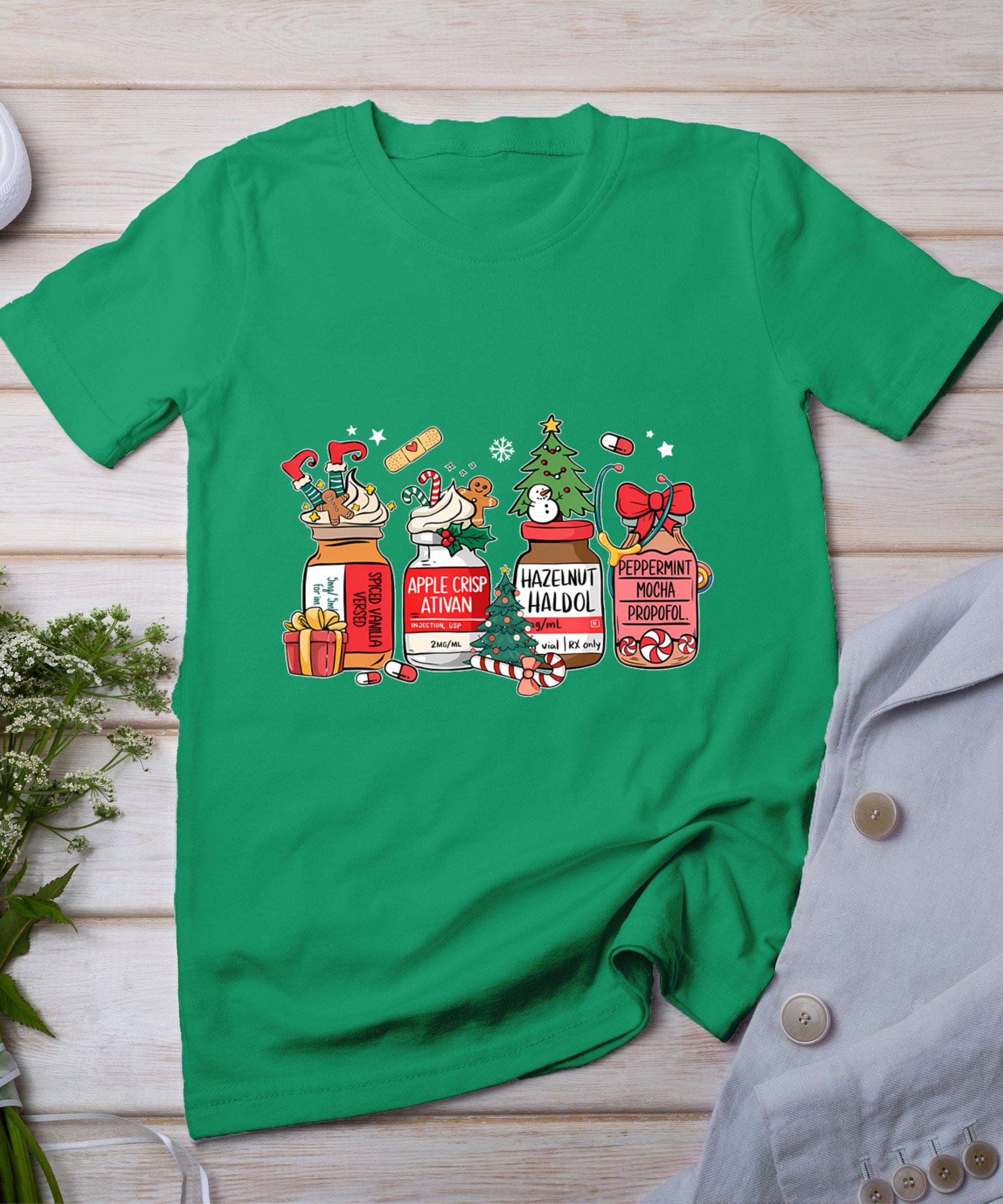 Christmas Nurse Funny Peppermint Mocha Propofol Er Ed Icu Rn T-Shirt