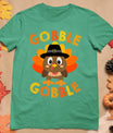 Cute Gobble Gobble Turkey Pilgrim Little Boys Thanksgiving T-Shirt