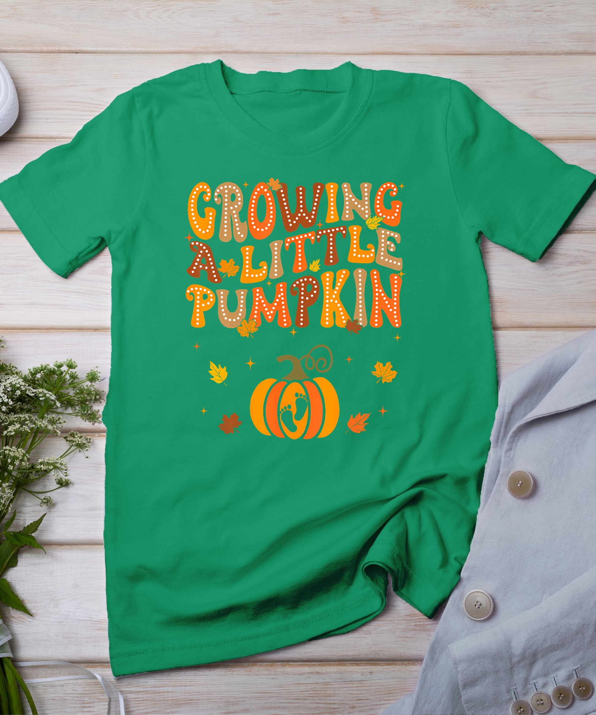 Vintage Growing A Little Pumpkin Thanksgiving Pregnancy T-Shirt