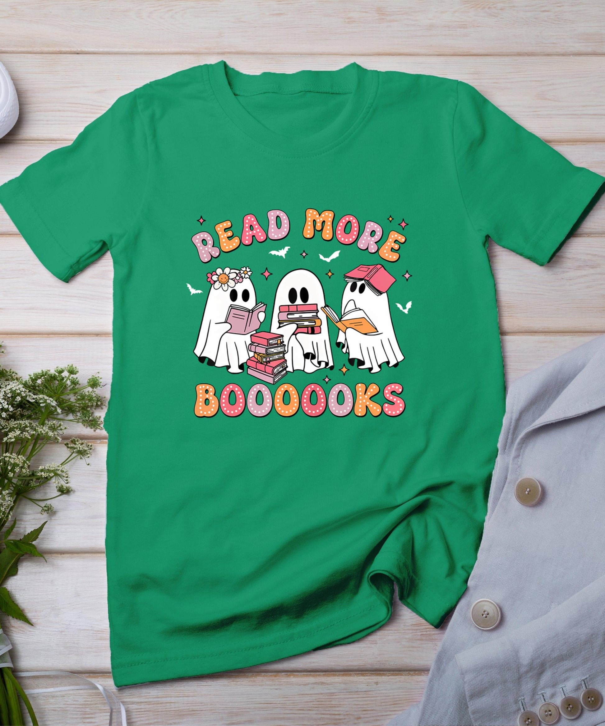 Cute Ghost Book Read More Books Funny Teachers Halloween T-Shirt