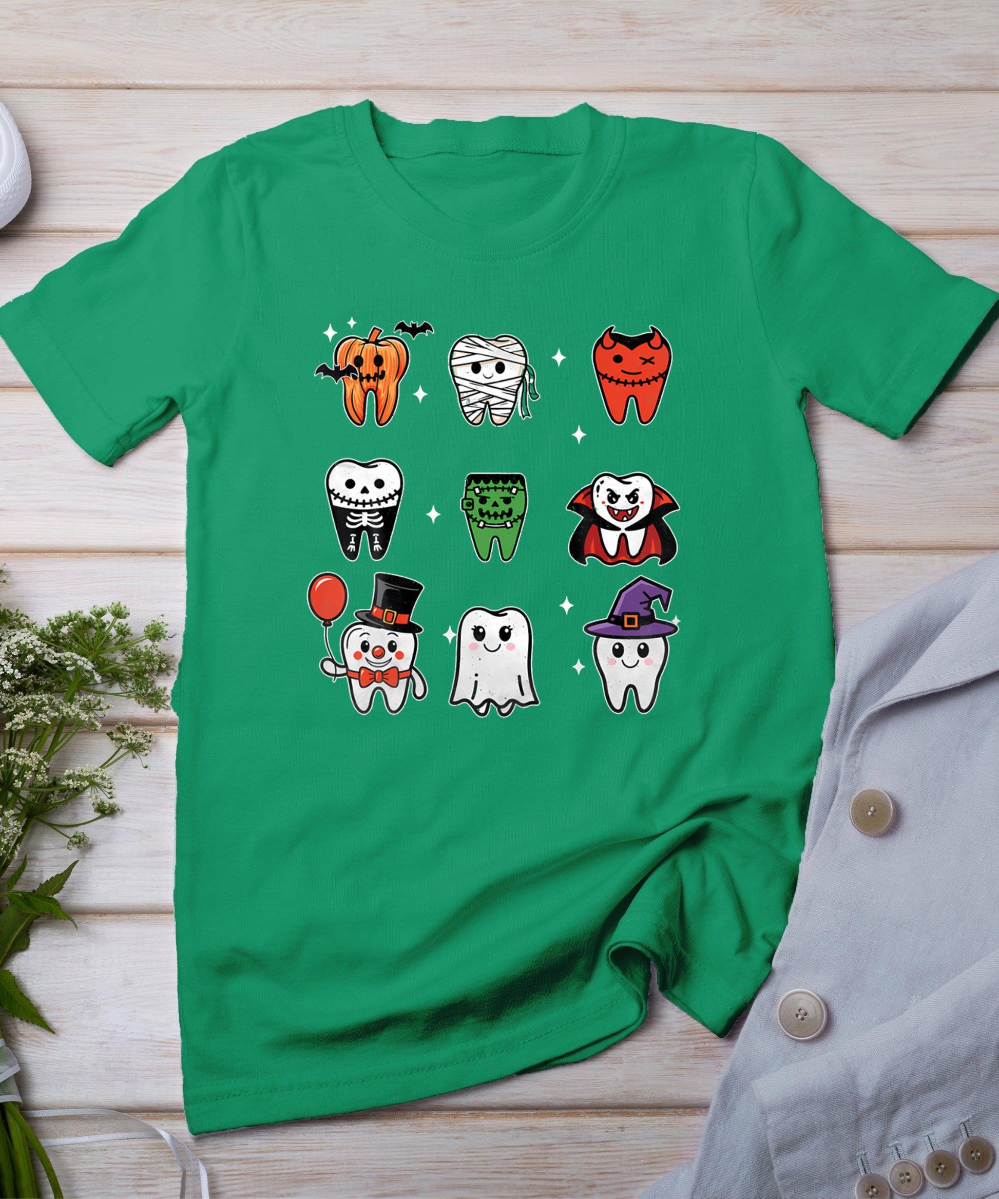 Teeth Ghost Pumpkin Witch Cute Dental Halloween Dentist T-Shirt