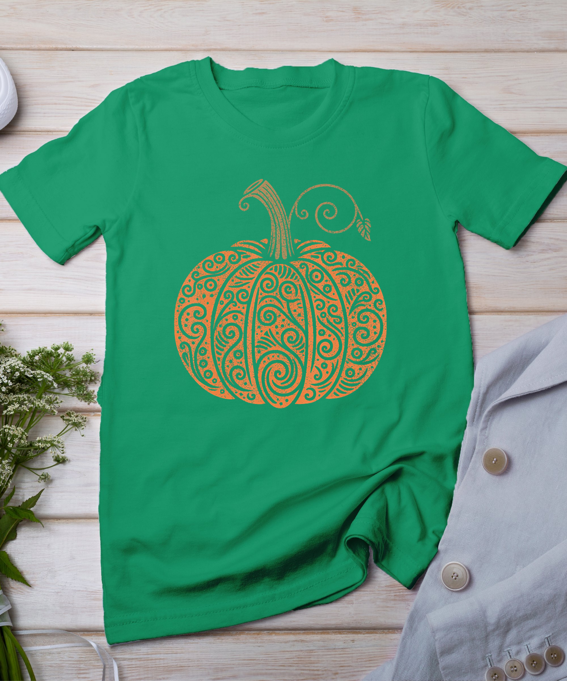 Vintage Pumpkin Women'S Autumn Fall Thanksgiving Halloween T-Shirt