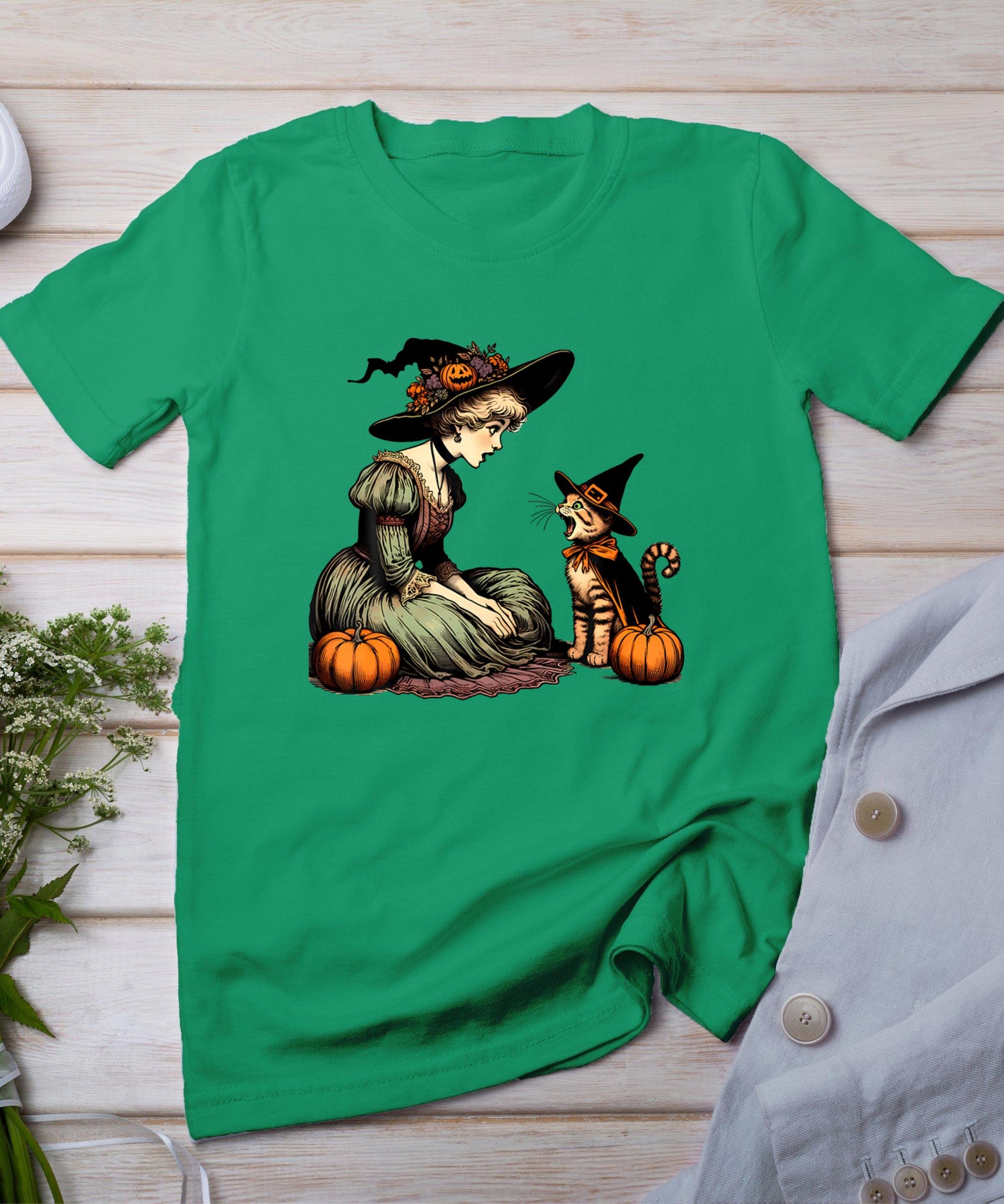 Cat Mom Witch Pumpkin Cat Halloween Women Girls Halloween T-Shirt