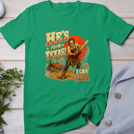 He's from Texas I Can Tell Chainsaw Horror Halloween T-Shirt
