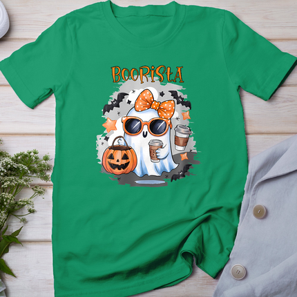Boorista Funny Halloween Ghost Holding Coffee And A Pumpkin T-Shirt