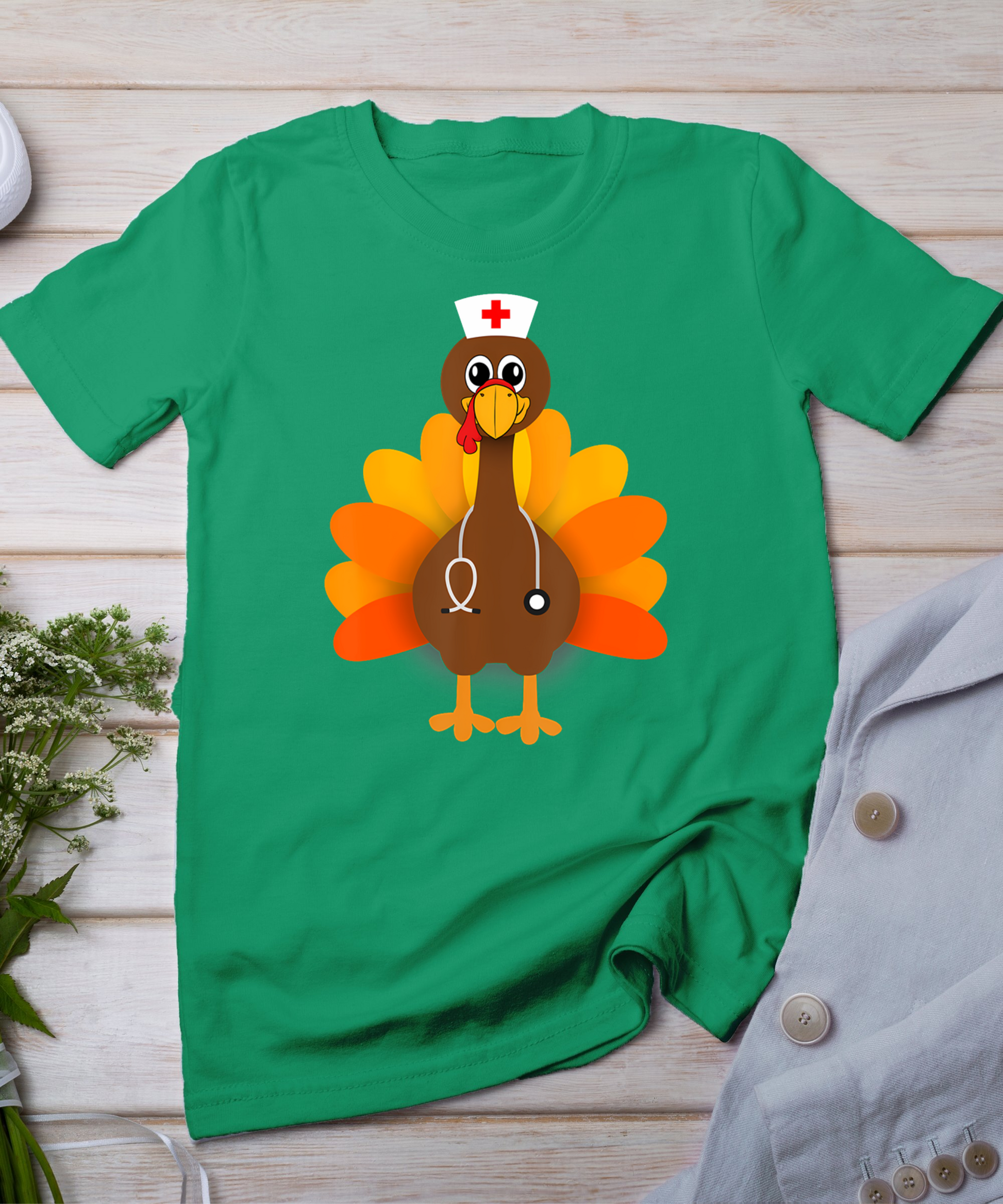 Thanksgiving Scrub Tops Women Turkey Nurse Holiday Nursing T-Shirt