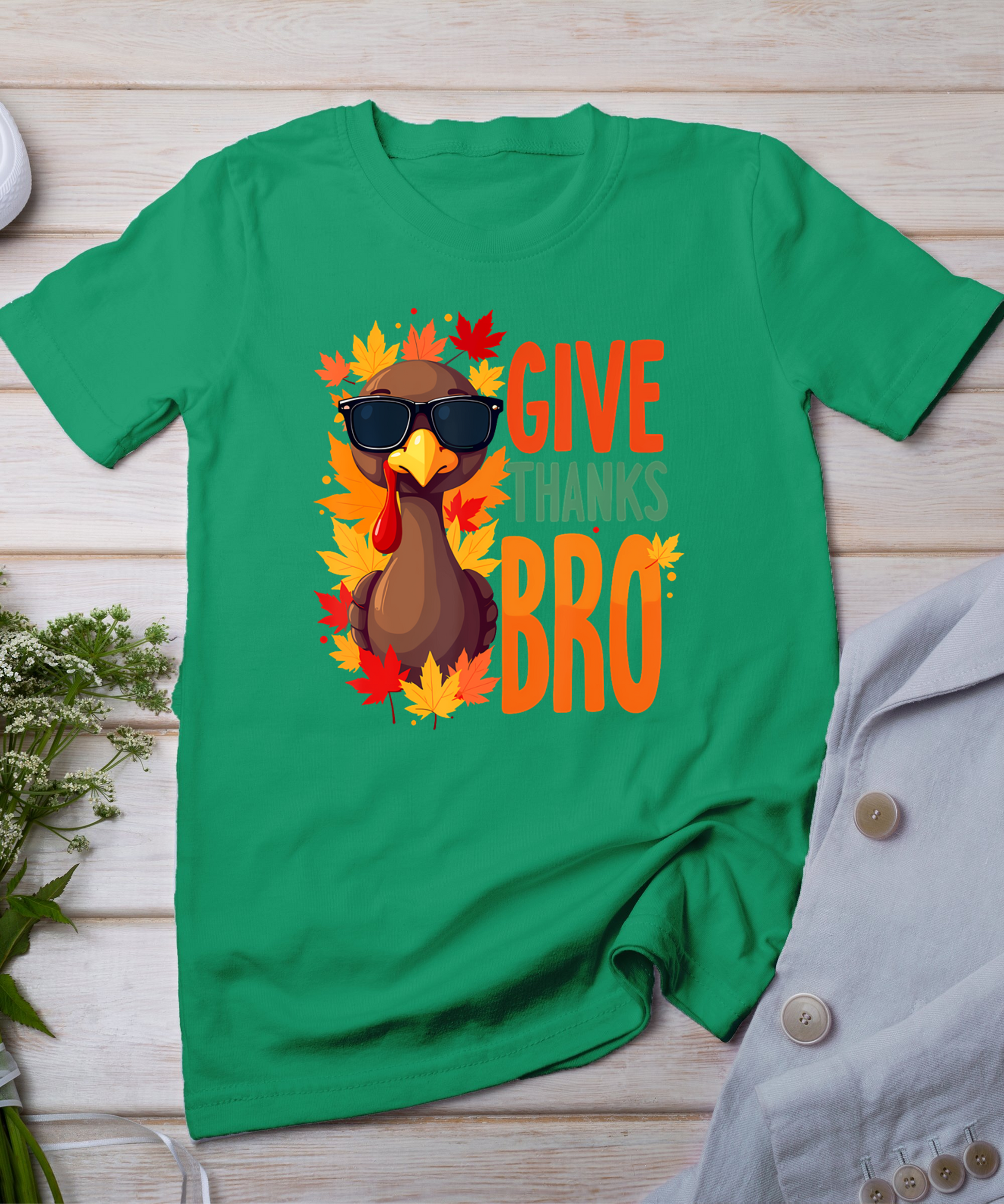 Give Thanks Bro Cute Turkey Toddler Thankful Thanksgiving T-Shirt