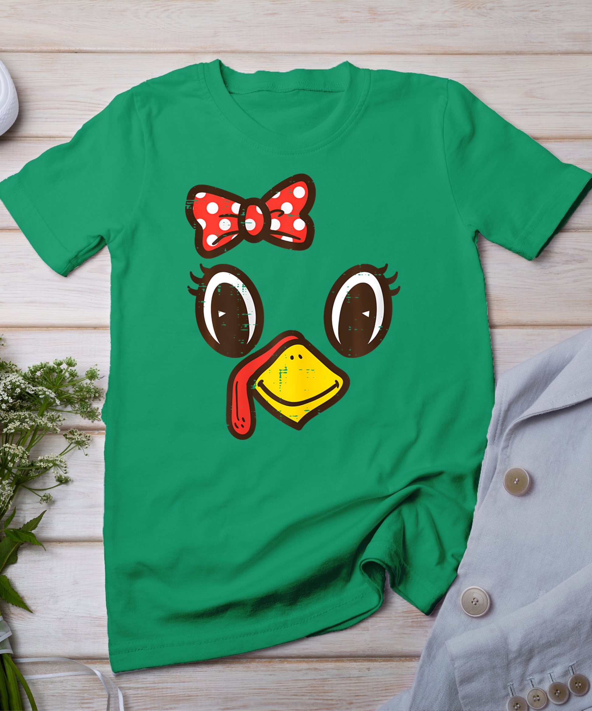 Cute Turkey Face Ribbon Thanksgiving Kid Toddler Girls Women T-Shirt