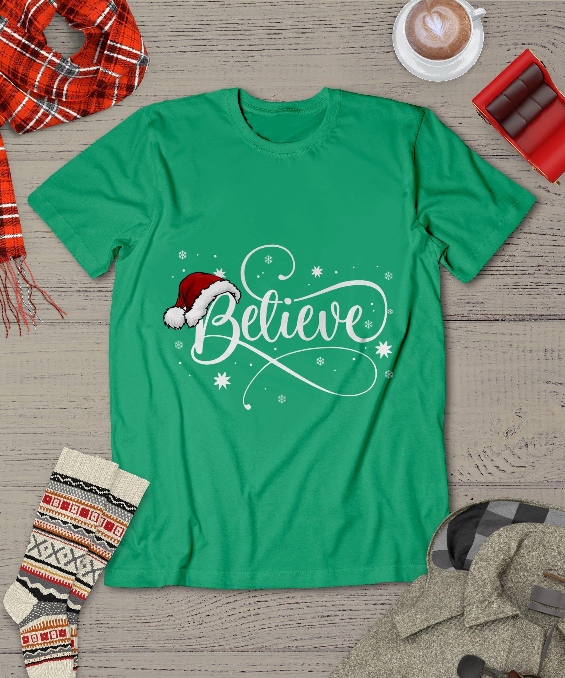 Christmas Shirt - Believe Santa Claus Believe Christmas Kids T-Shirt