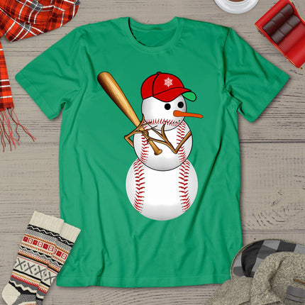Baseball Snowman Balls Snow Christmas Xmas Gifts Men Women T-Shirt