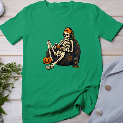 Funny Halloween Skeleton Gamer Video Gaming Mens Boys Kids T-Shirt