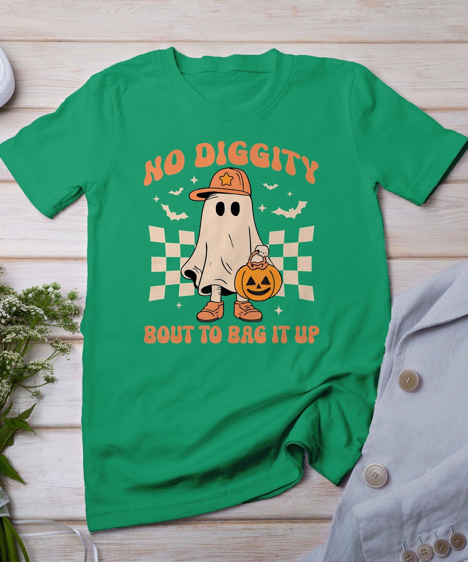 Halloween Ghost No Diggity Bout To Bag It Up T-Shirt