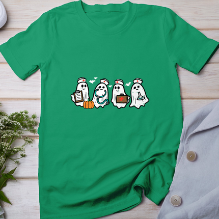 Ghost Nurses Halloween Crew Funny Costume Scrub Top Women T-Shirt