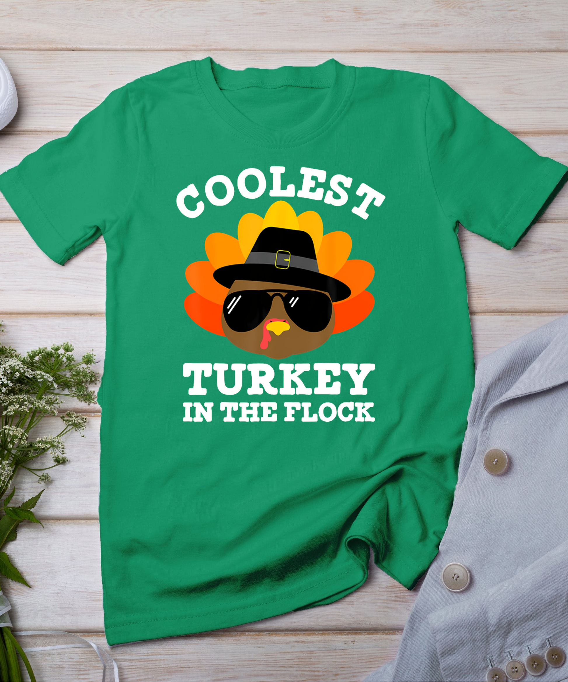 Thanksgiving For Men Boys Toddler Kids Coolest Turkey T-Shirt