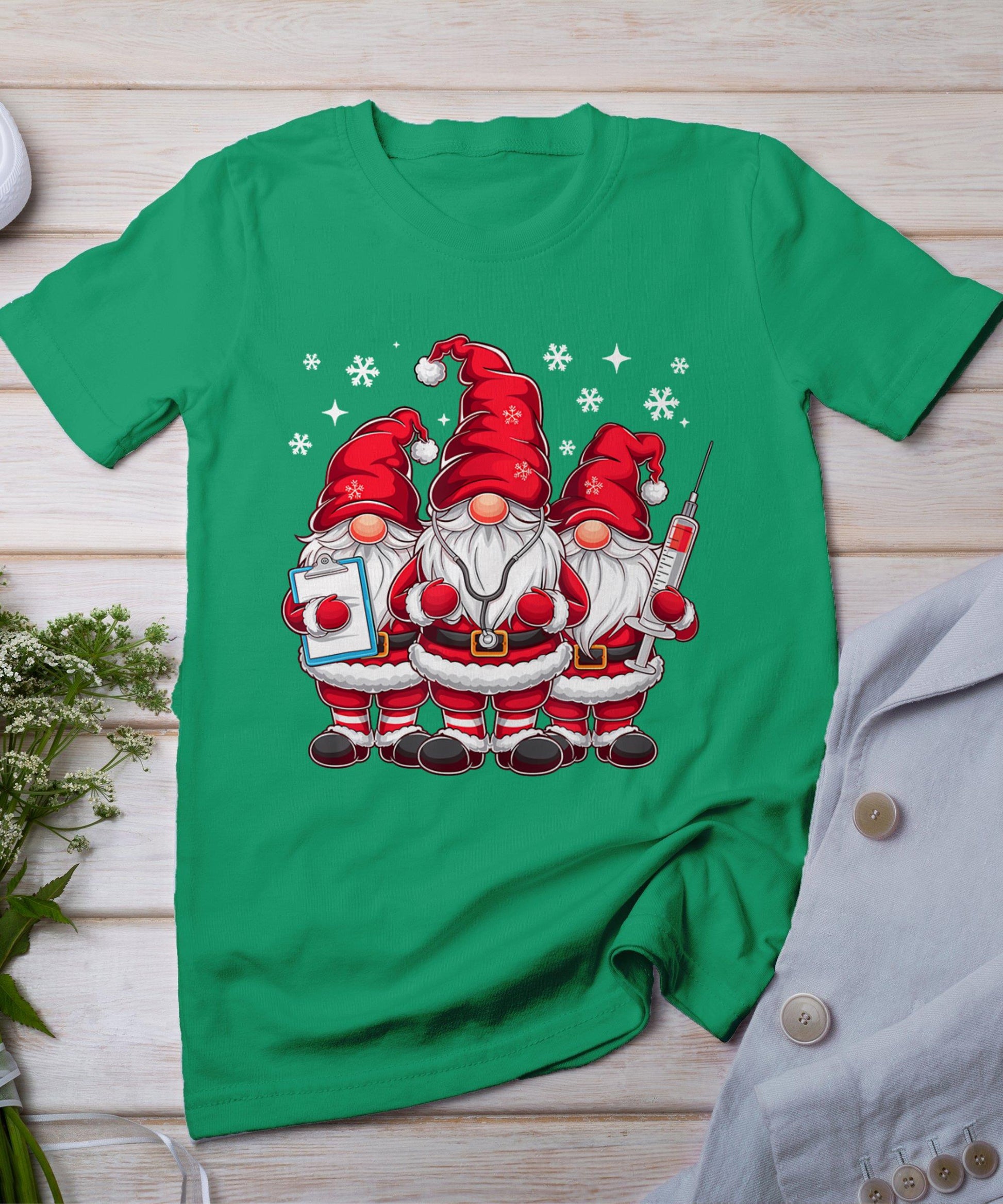 Cute Nursing Christmas Gnomes Xmas Medical Scrub Top Nurse T-Shirt