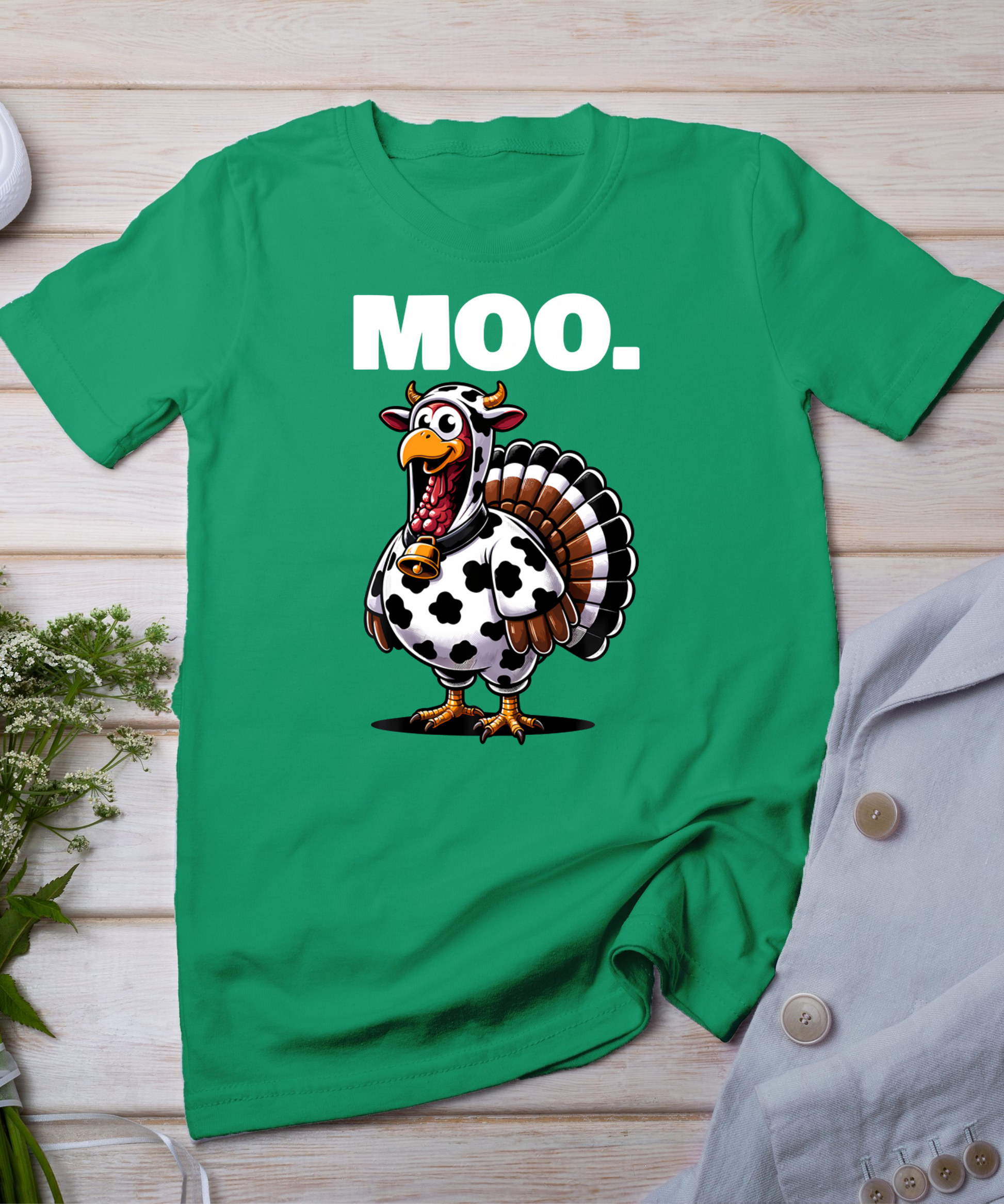 Turkey Moo Funny Thanksgiving Long Sleeve T-Shirt