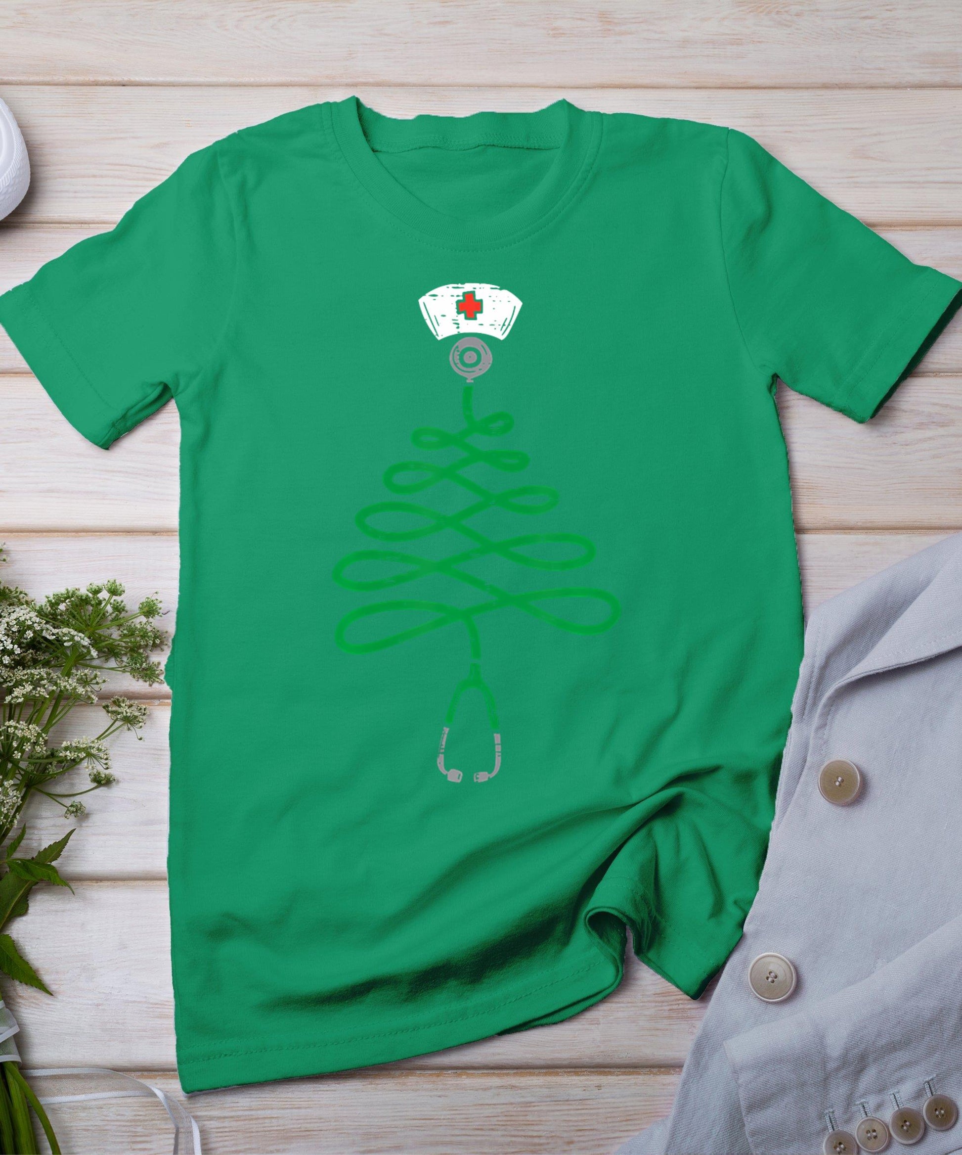 Stethoscope Christmas Tree Nurse Christmas Scrub Top Xmas T-Shirt