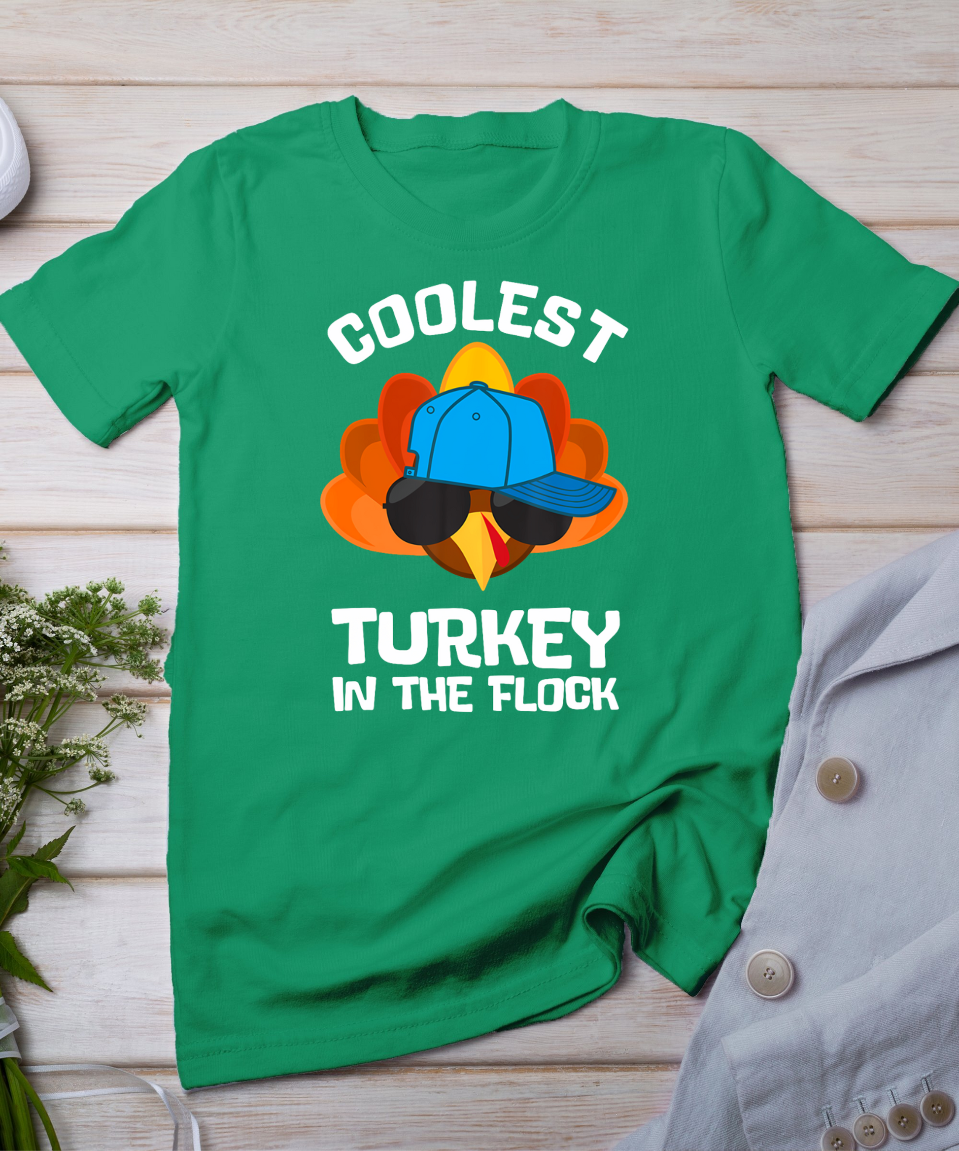 Coolest Turkey - Thanksgiving Toddler Kids Girls Boys Turkey T-Shirt