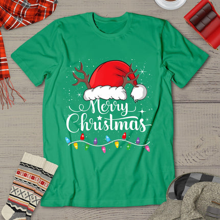 Merry Christmas Red Santa Hat Reindeer Xmas Family Men Women T-Shirt