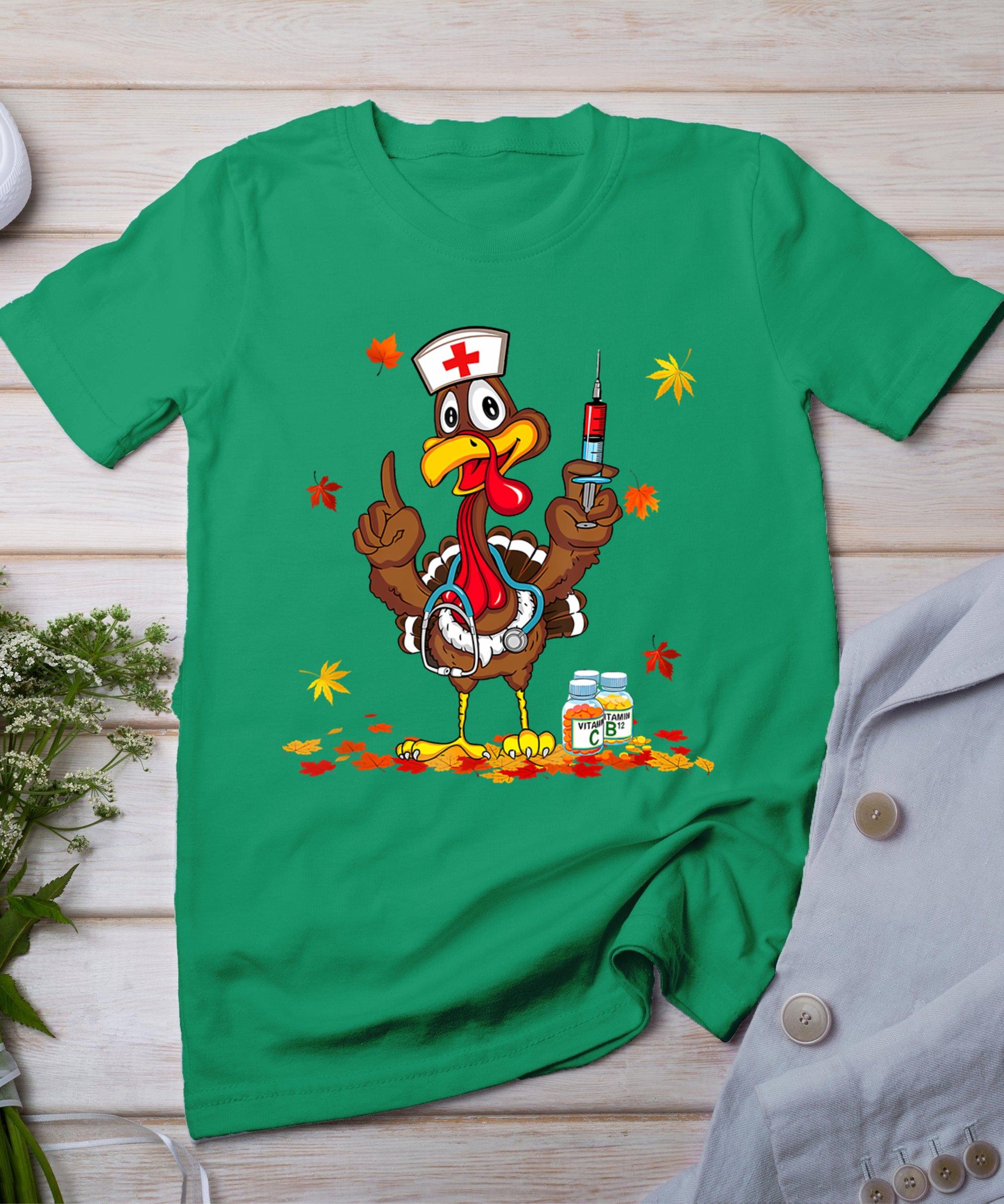 Thanksgiving Scrub Tops Women Turkey Nurse Holiday Nursing T-Shirt