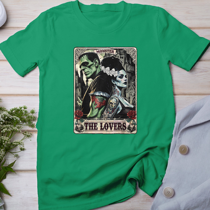 The Monster Frankenstein and Bride The Lovers Tarot Card T-Shirt