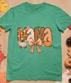 Retro Mama Coquette Bows Leopard Mom Fall Thanksgiving Women T-Shirt