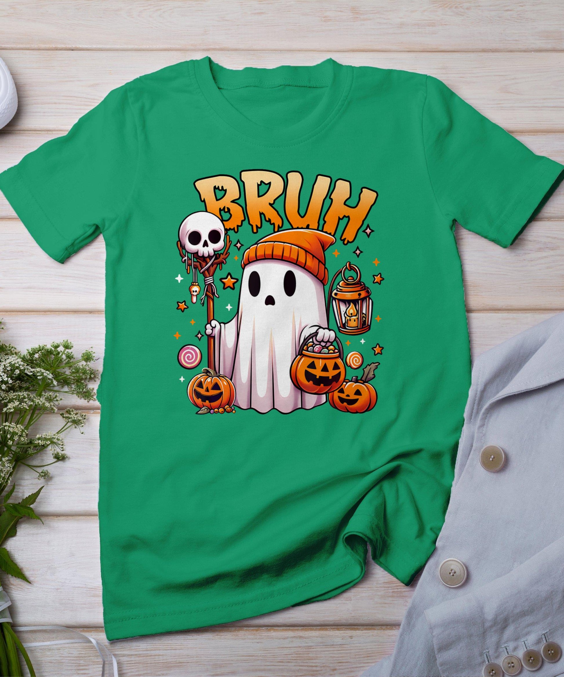 Bruh Ghost Halloween Cute Ghost Trick Or Treat Candy Kids T-Shirt