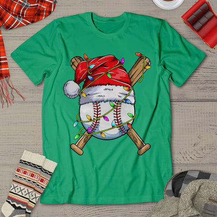Santa Sports Design For Men Boys Christmas Baseball Player T-Shirt
