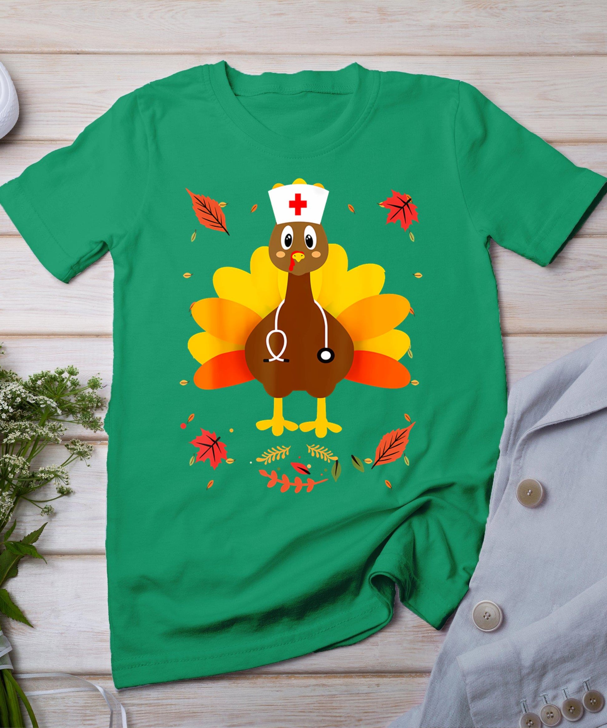 Thanksgiving Scrub Tops Women Turkey Nurse Holiday Nursing T-Shirt