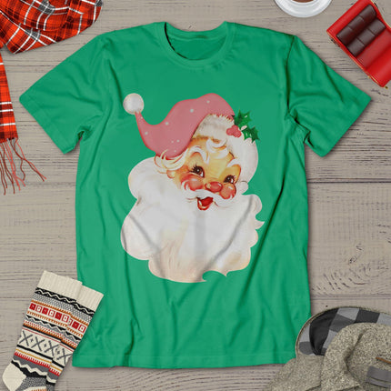 Pink Santa For Girls Christmas Retro Holiday Vintage T-Shirt