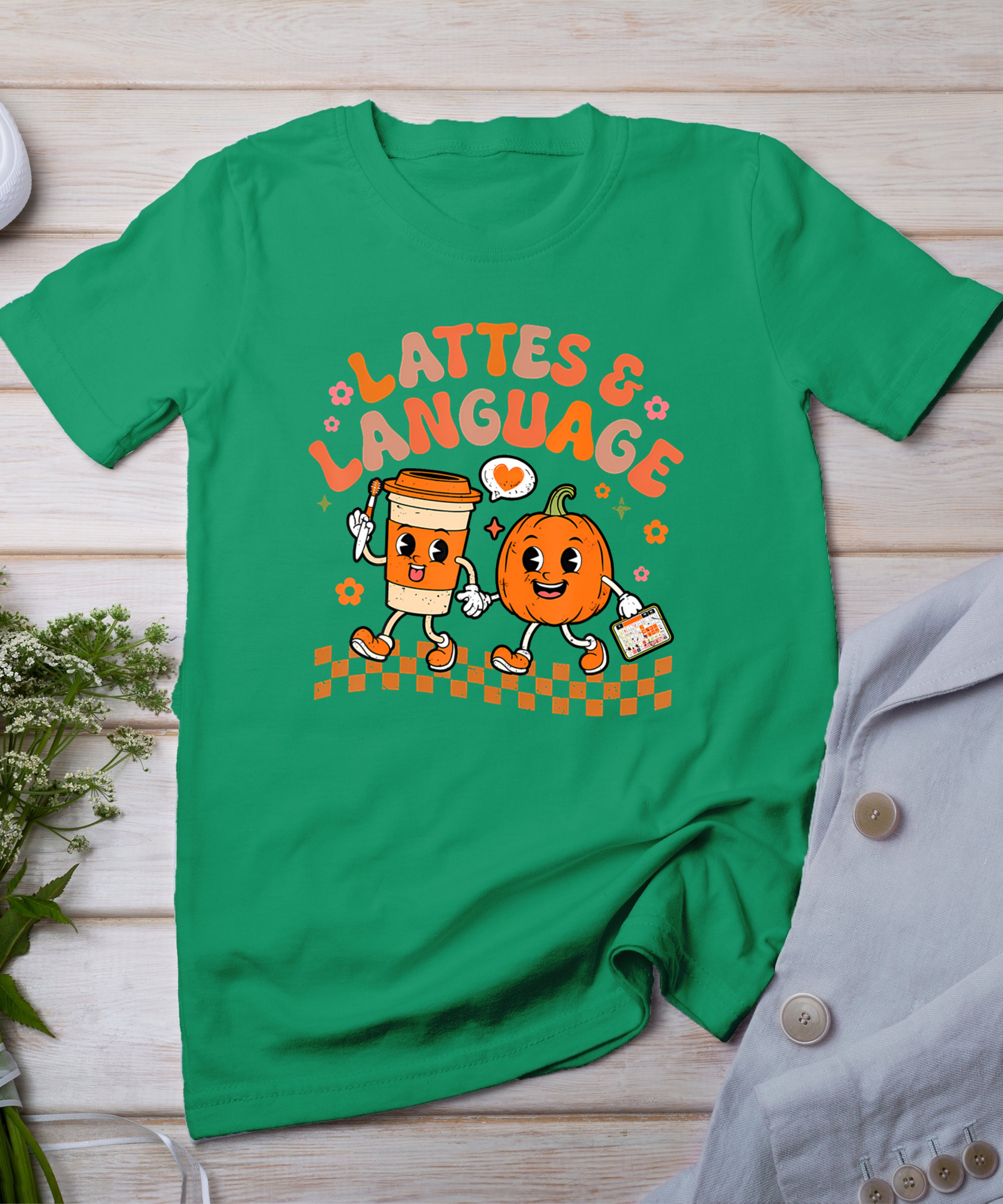 Groovy Speech Therapy Autumn Pumpkin Lattes And Language T-Shirt