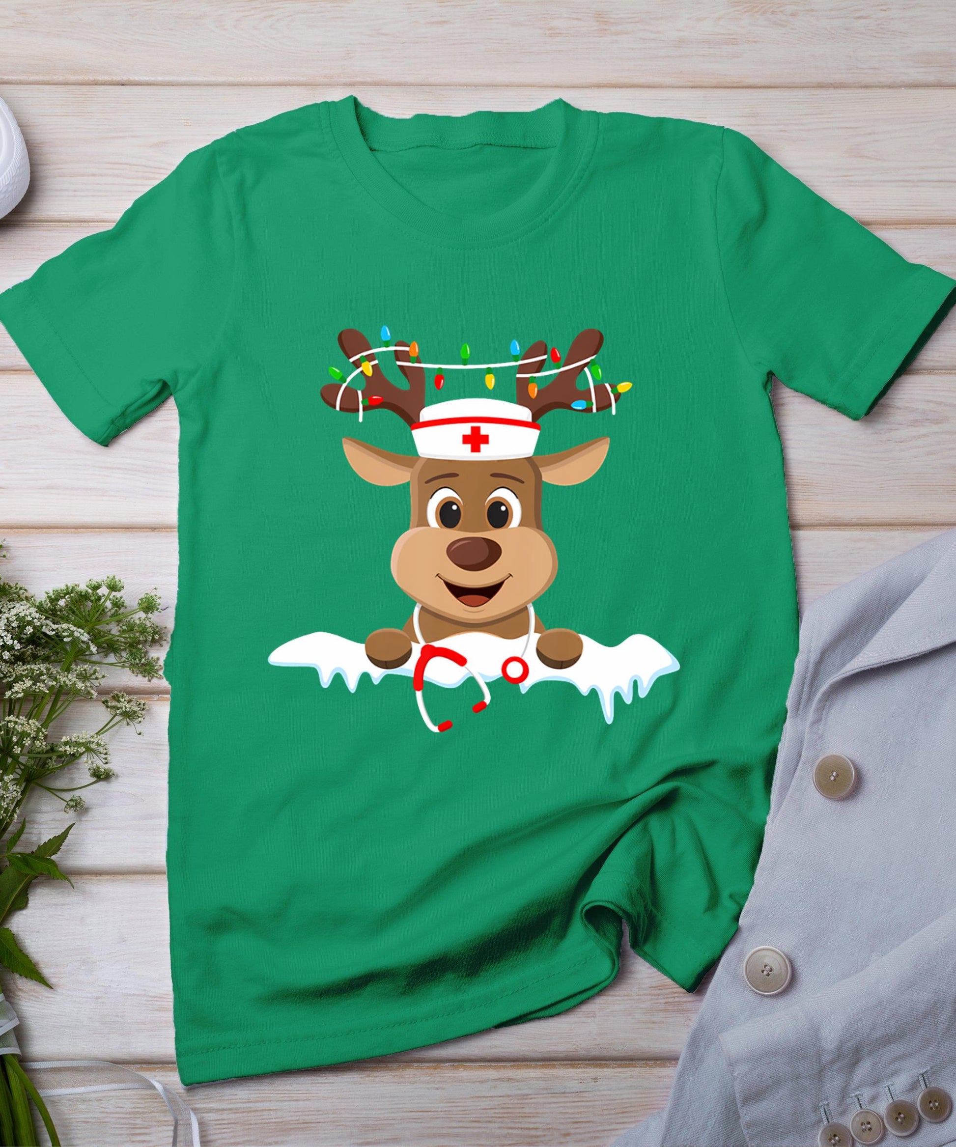 Christmas Nurse Love Nicu Rn Er Santa Reindeer Nurse Hat Elf T-Shirt