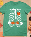 Skeleton Twin Pregnancy Announcement Halloween Pregnant Mom T-Shirt