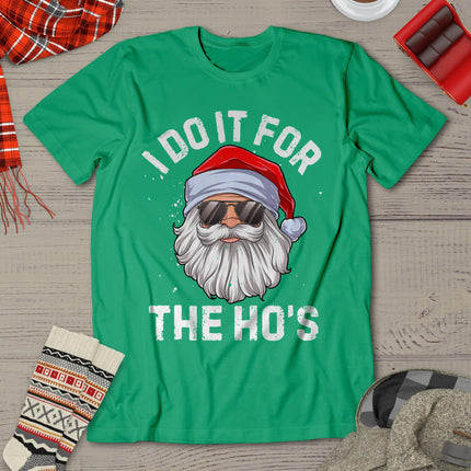 I Do It For The Ho's Funny Inappropriate Christmas Men Santa T-Shirt