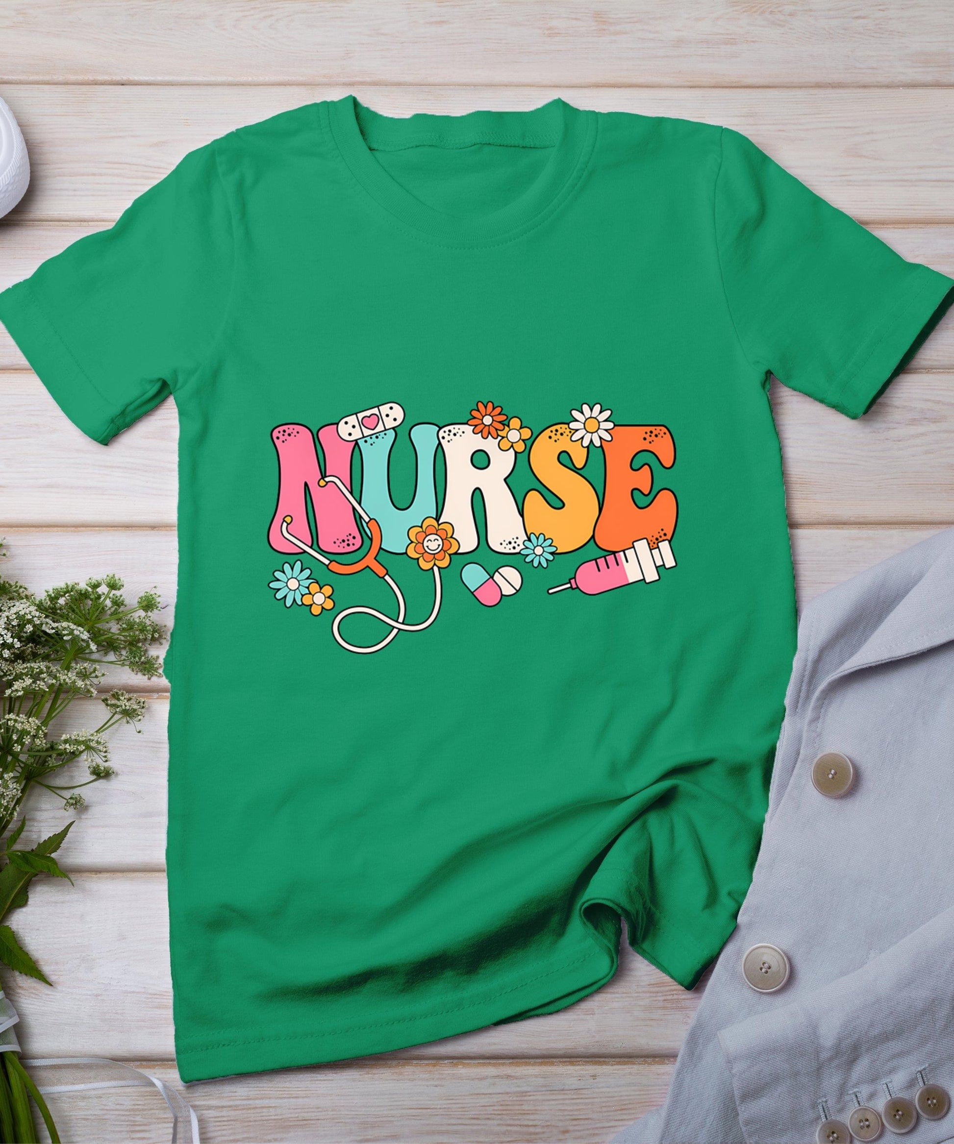 Cute Retro Groovy Nurse Flower Nursing T-Shirt