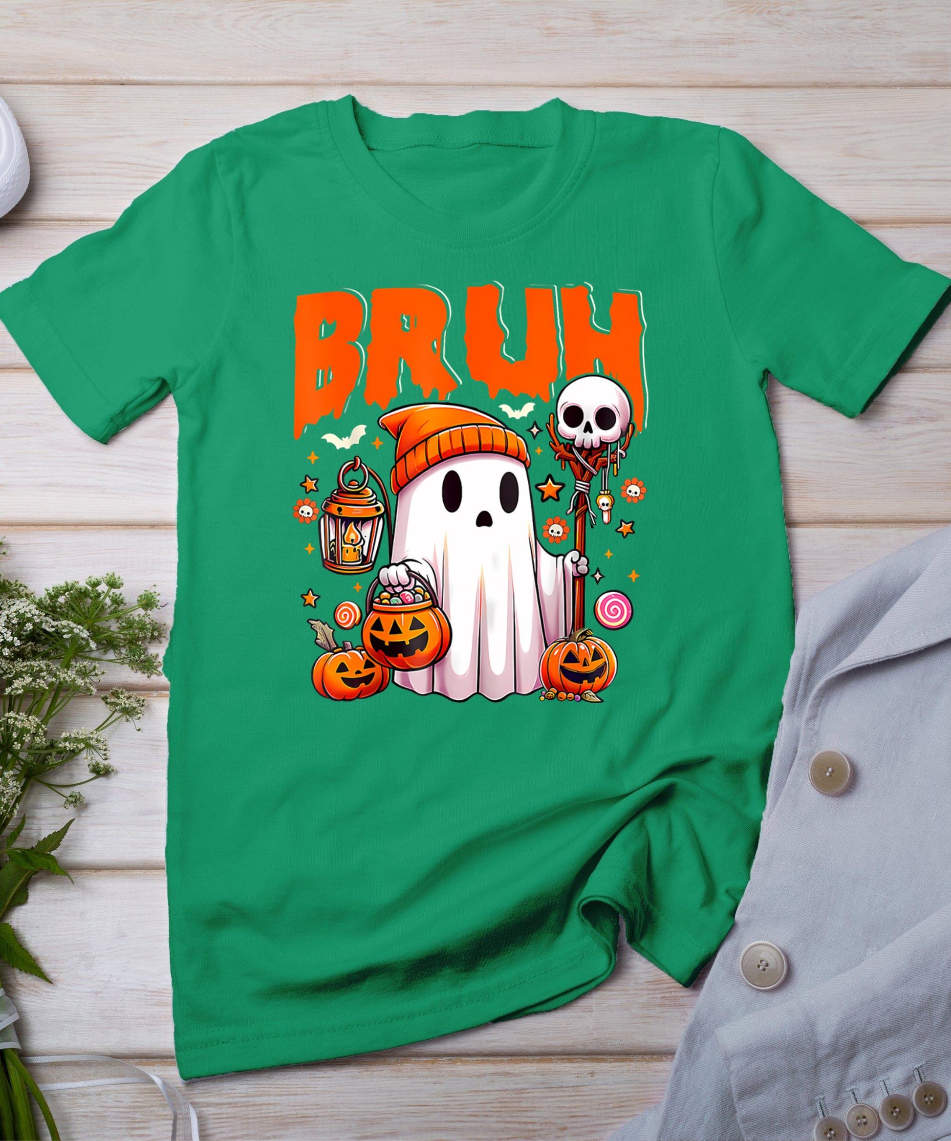 Bruh Ghost Halloween Cute Ghost Trick Or Treat Candy T-Shirt