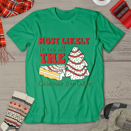 Retro Most Likely To Eat All The Christmas Tree Cakes Debbie T-Shirt