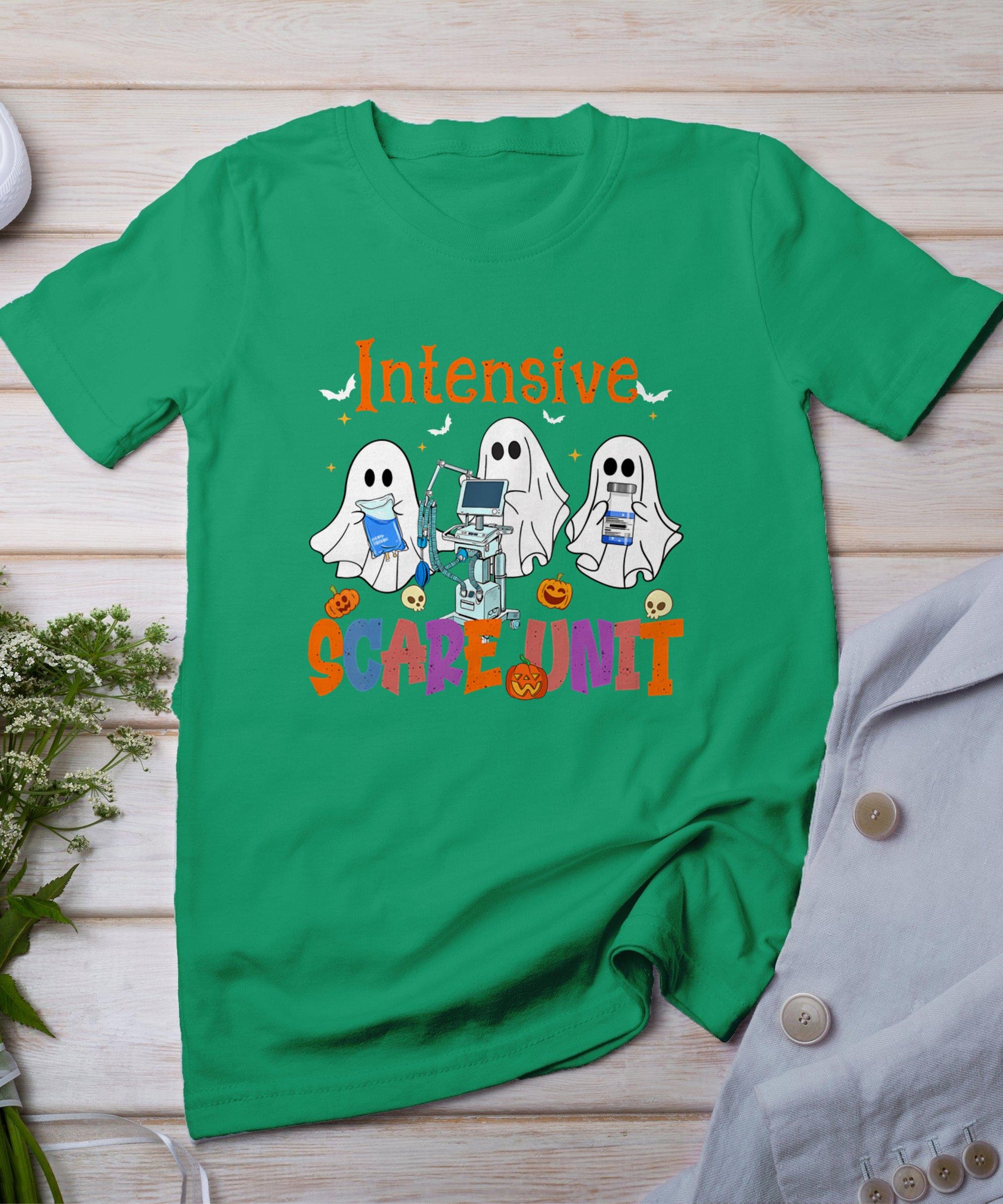 Halloween Intensive Care Scare Unit Ghost Nurse Icu Nursing T-Shirt