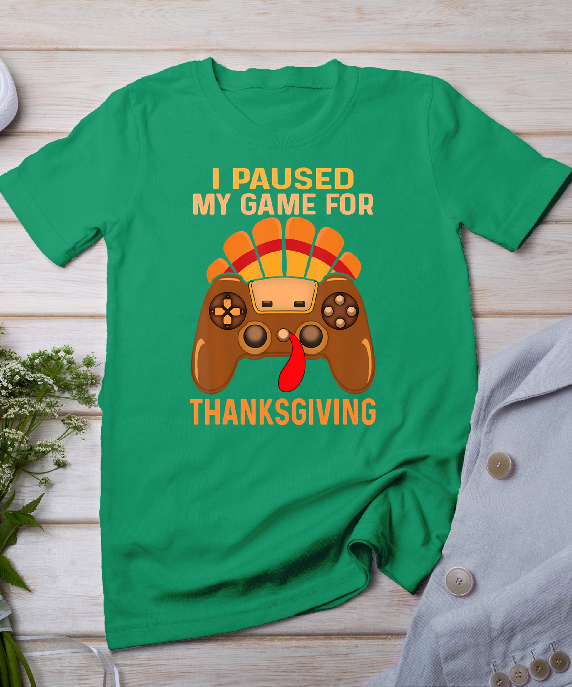 Happy Thanksgiving Gaming Fall Turkey Gamer Boys Kids Men T-Shirt