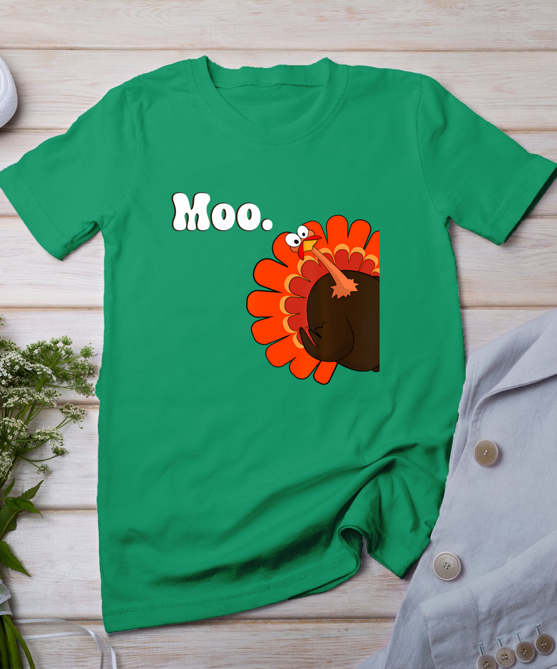 Turkey Moo Funny Thanksgiving T-Shirt