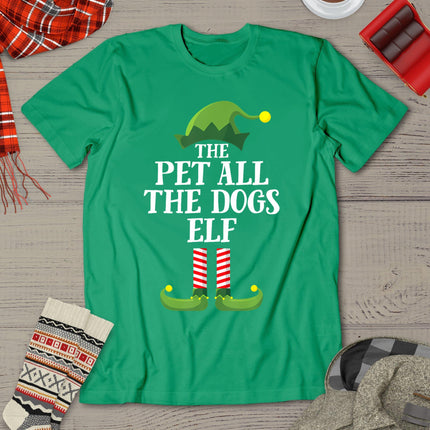 Pet All The Dogs Elf Matching Family Group Christmas Pajama T-Shirt