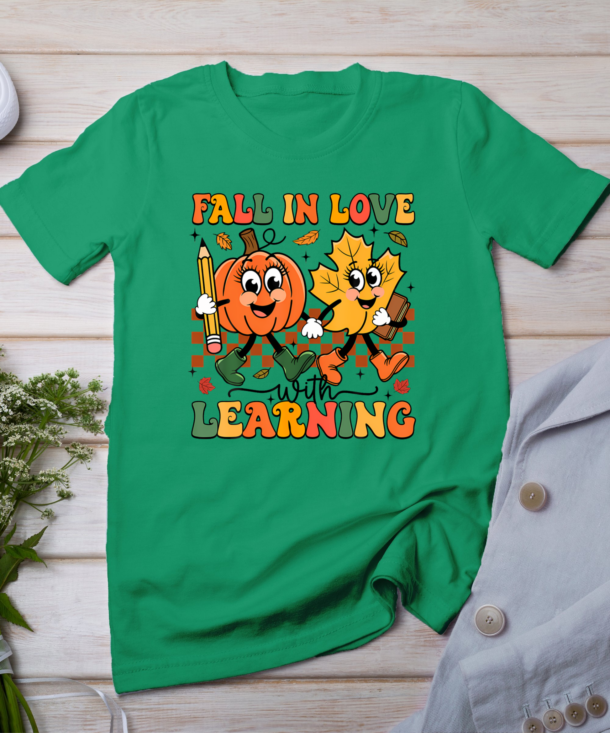 Fall In Love With Learning Thanksgiving Teacher Student T-Shirt