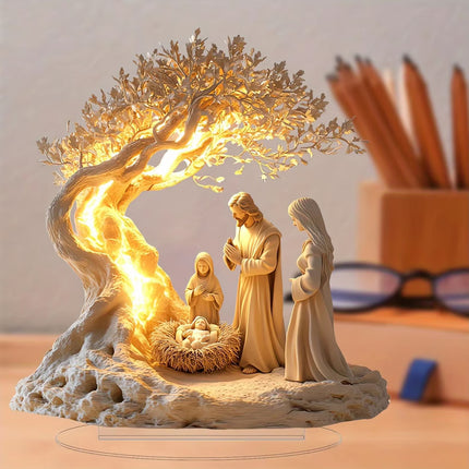 Jesus and the Tree of Life Newborn Home Decor, Desktop Decoration Acrylic Ornament, Children's Gift Holiday Gift