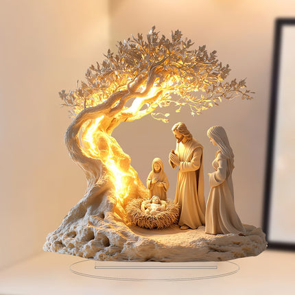 Jesus and the Tree of Life Newborn Home Decor, Desktop Decoration Acrylic Ornament, Children's Gift Holiday Gift
