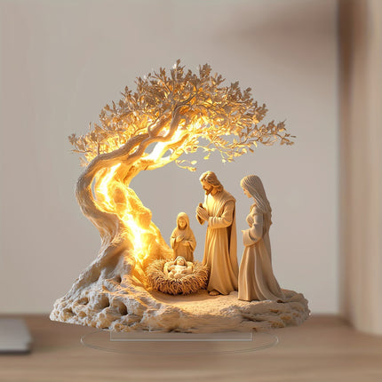 Jesus and the Tree of Life Newborn Home Decor, Desktop Decoration Acrylic Ornament, Children's Gift Holiday Gift